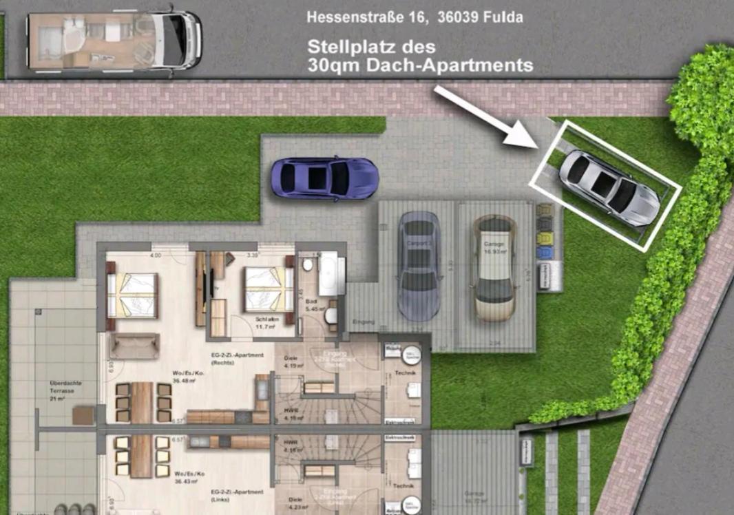 -Neubau- 30Qm Dach-Apartment Fulda Kültér fotó